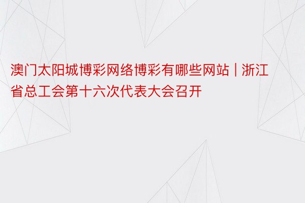 澳门太阳城博彩网络博彩有哪些网站 | 浙江省总工会第十六次代表大会召开